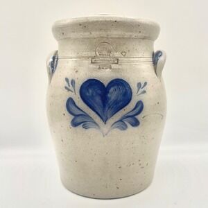 1994 Rowe Pottery Works Cannister Crock w/ lid‎ 11"